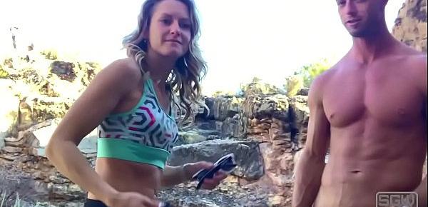  Hot horny couple have quickie outdoors